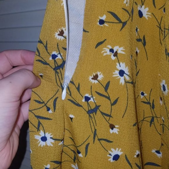 Mustard Yellow Floral Mini Dress - Picture 1 of 6